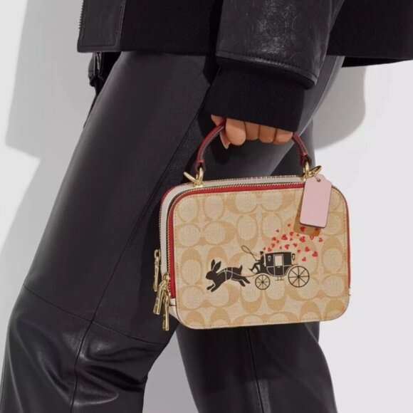 Coach Lunar Year Box Crossbody Signature Canvas Rabbit & Carriage - Picture 1 of 8